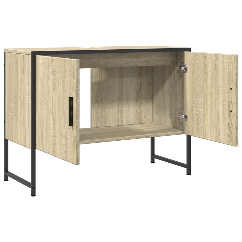 Wastafelkast 80x33x60 cm bewerkt hout sonoma eikenkleurig is nu te koop bij PeponiXL, paradijselijk wonen!