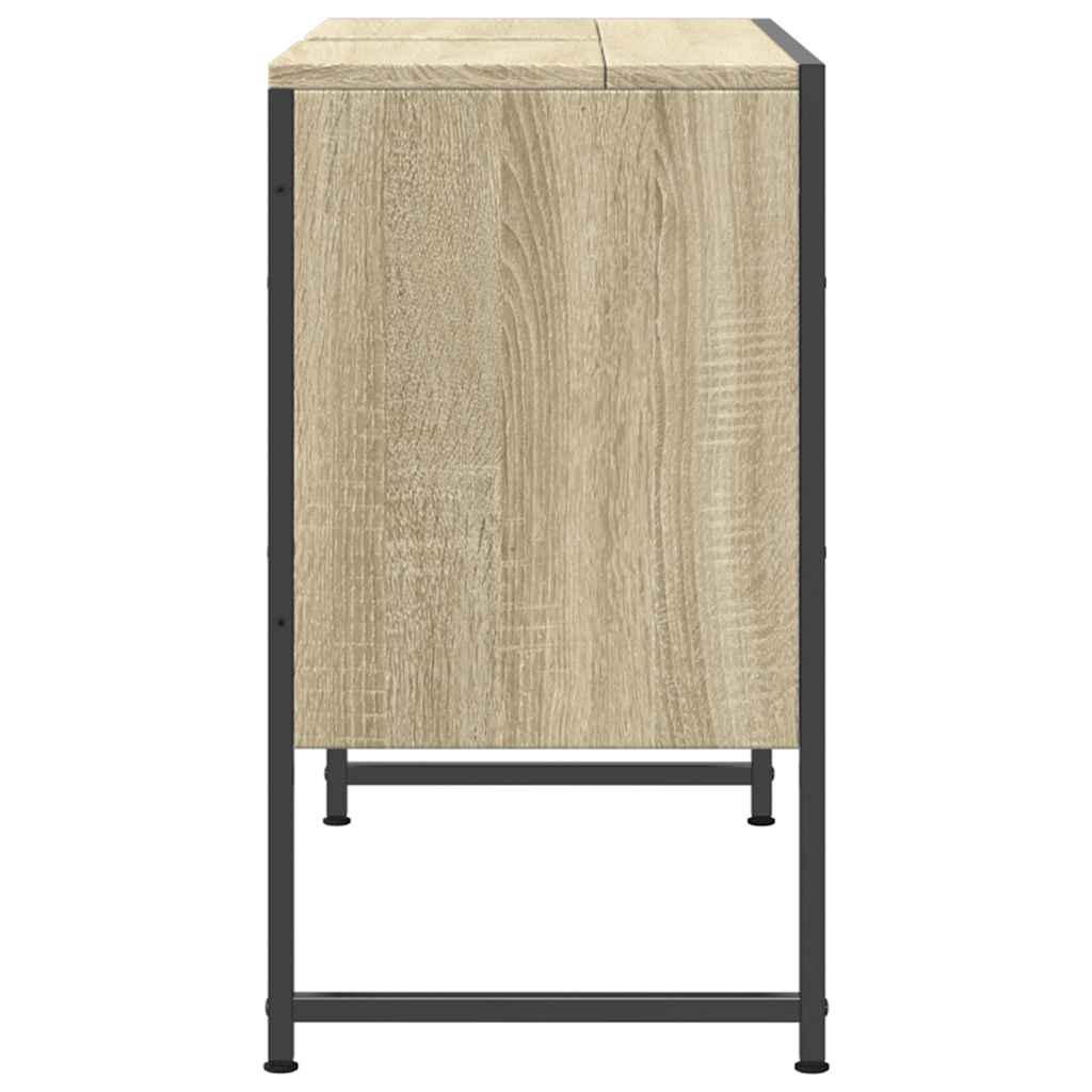 Wastafelkast 80x33x60 cm bewerkt hout sonoma eikenkleurig is nu te koop bij PeponiXL, paradijselijk wonen!