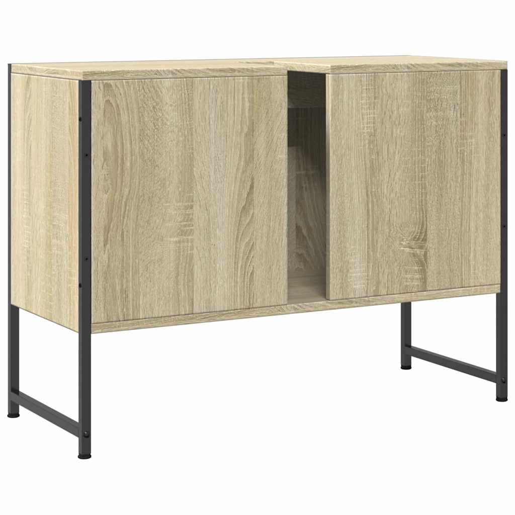 Wastafelkast 80x33x60 cm bewerkt hout sonoma eikenkleurig is nu te koop bij PeponiXL, paradijselijk wonen!