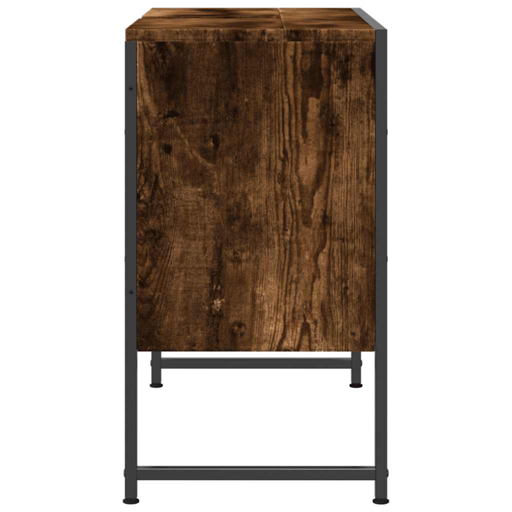 Wastafelkast 80x33x60 cm bewerkt hout gerookt eikenkleurig is nu te koop bij PeponiXL, paradijselijk wonen!