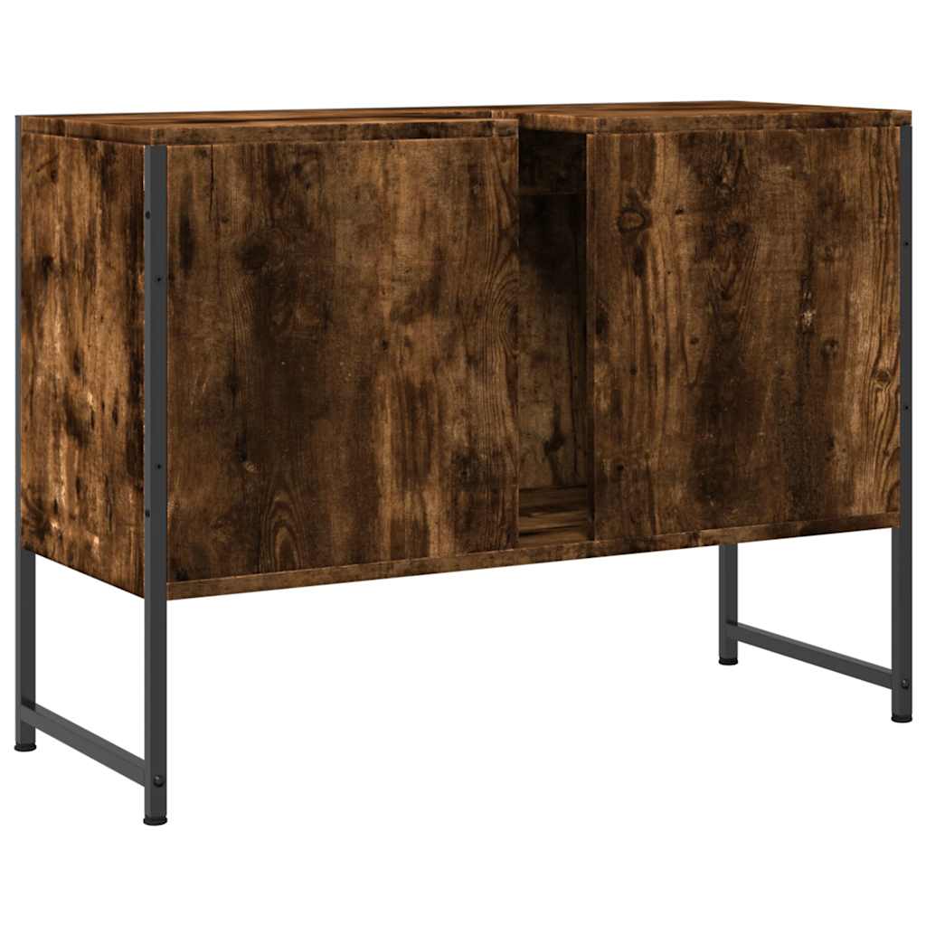 Wastafelkast 80x33x60 cm bewerkt hout gerookt eikenkleurig is nu te koop bij PeponiXL, paradijselijk wonen!