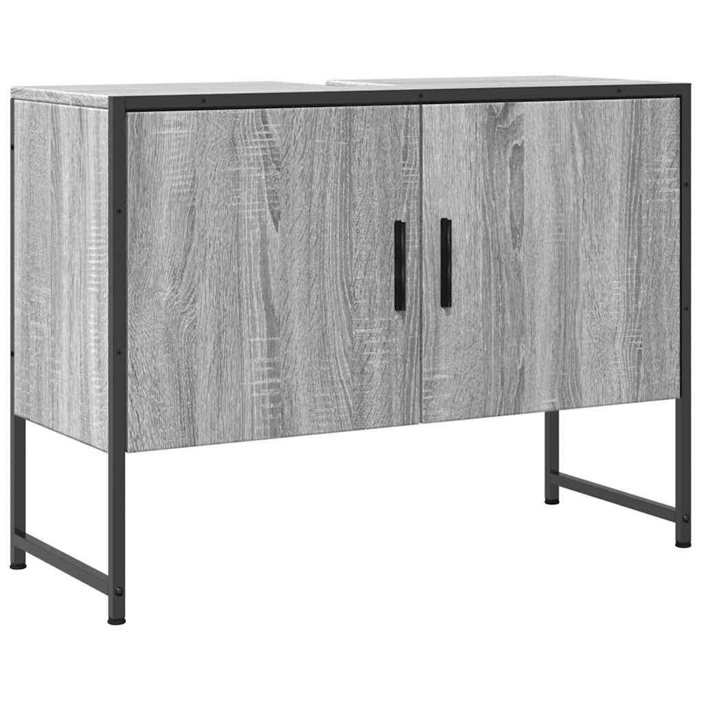 Wastafelkast 80x33x60 cm bewerkt hout grijs sonoma eikenkleurig is nu te koop bij PeponiXL, paradijselijk wonen!