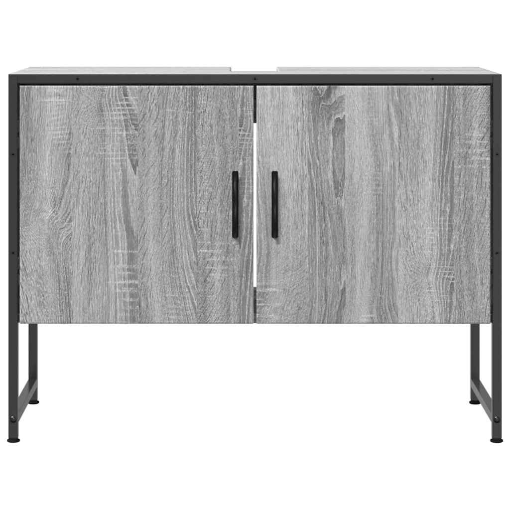 Wastafelkast 80x33x60 cm bewerkt hout grijs sonoma eikenkleurig is nu te koop bij PeponiXL, paradijselijk wonen!