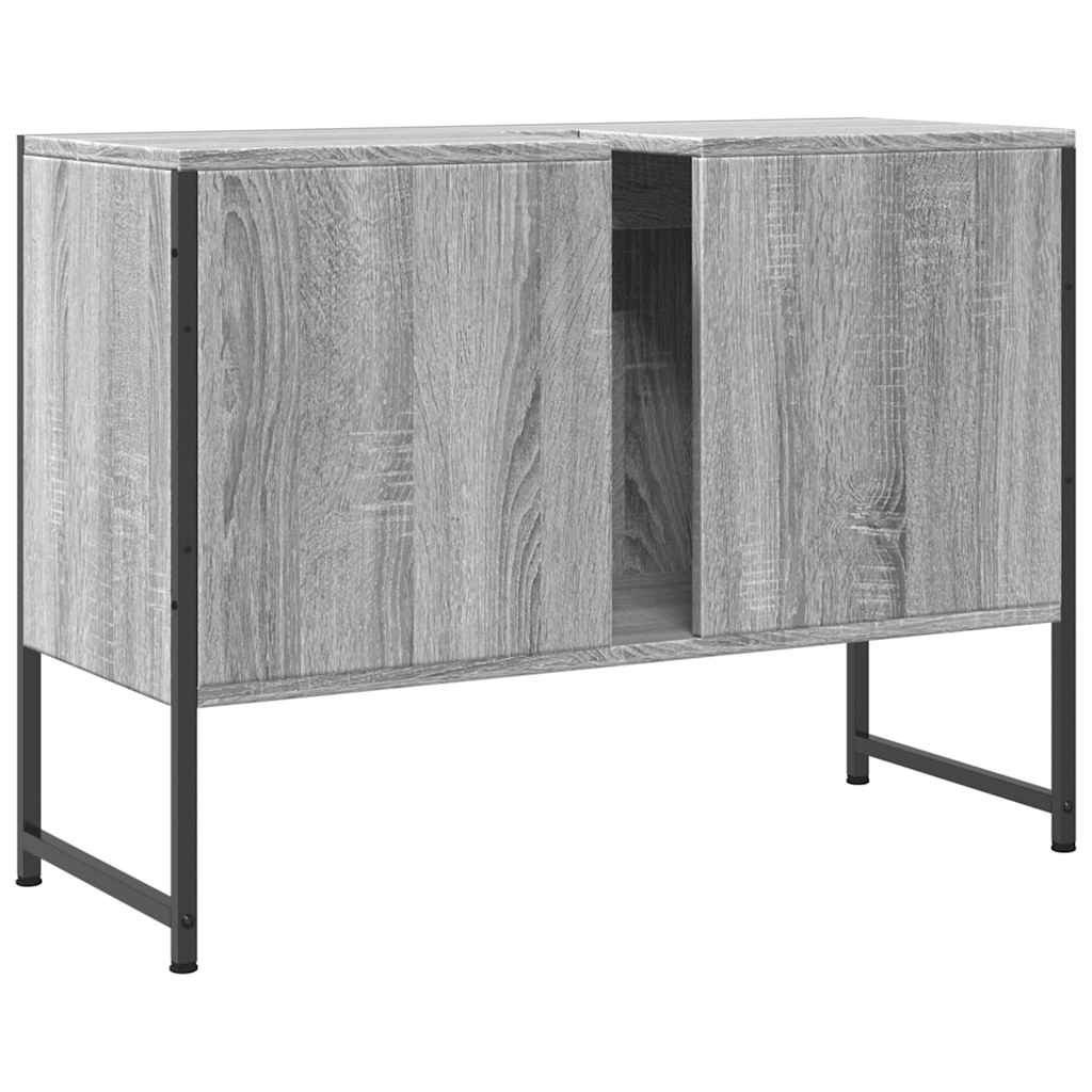Wastafelkast 80x33x60 cm bewerkt hout grijs sonoma eikenkleurig is nu te koop bij PeponiXL, paradijselijk wonen!