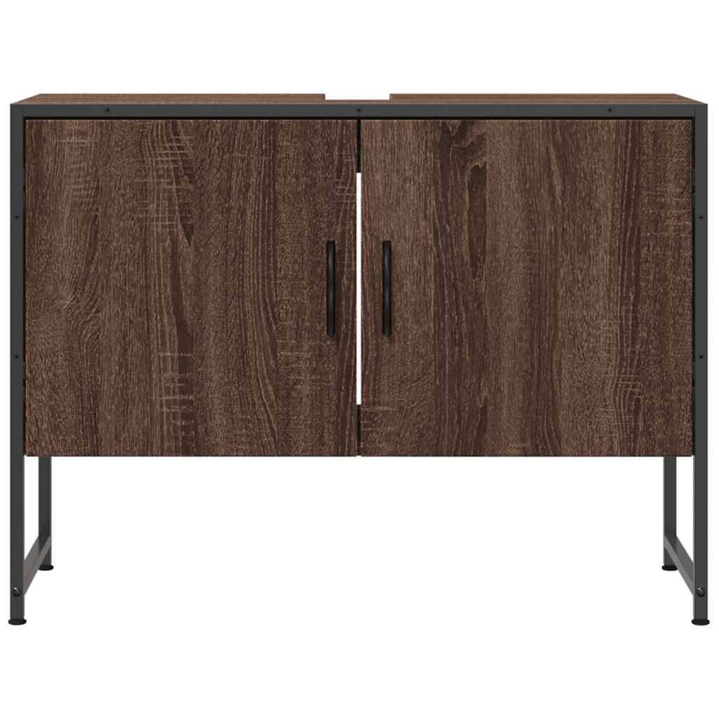 Wastafelkast 80x33x60 cm bewerkt hout bruin eikenkleurig is nu te koop bij PeponiXL, paradijselijk wonen!