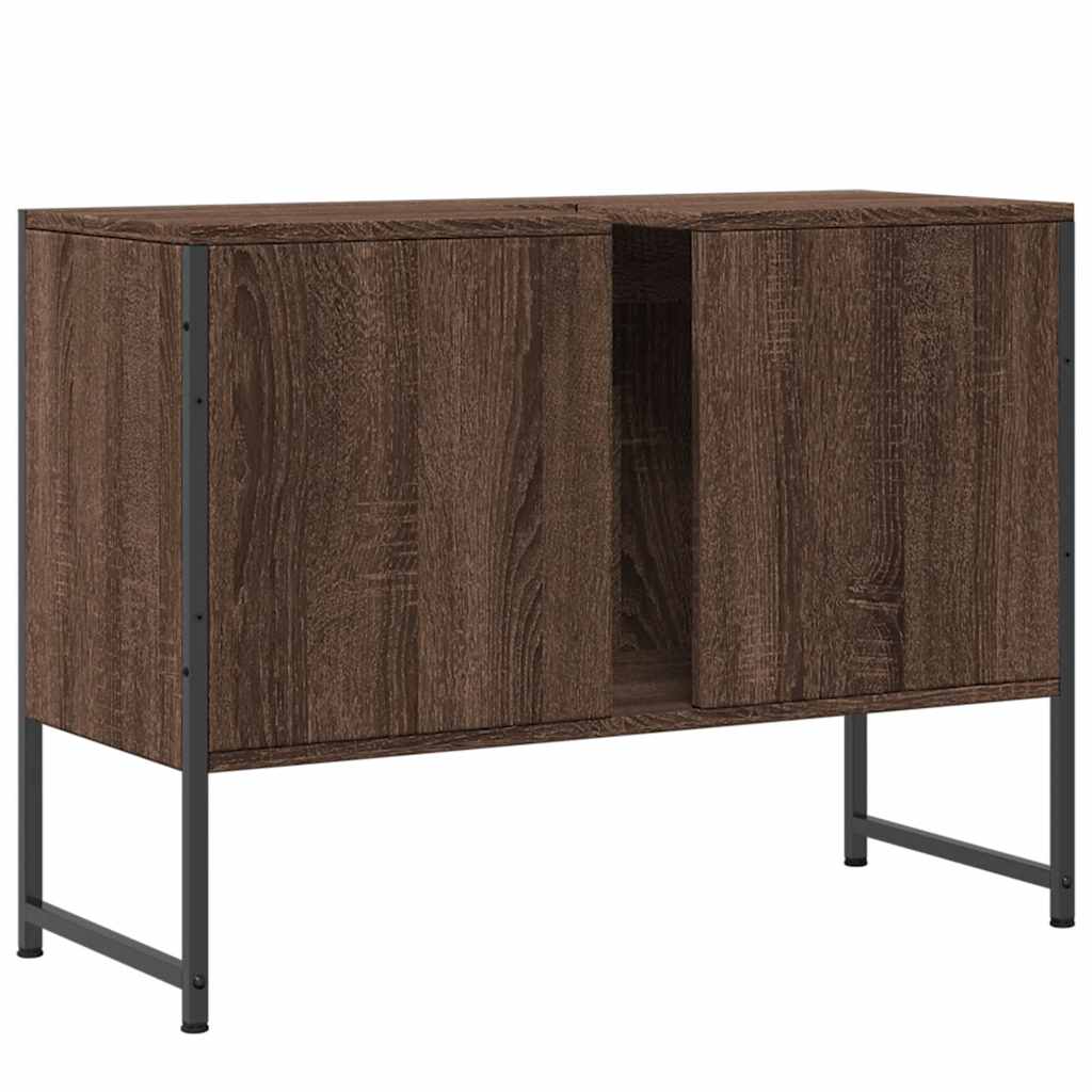 Wastafelkast 80x33x60 cm bewerkt hout bruin eikenkleurig is nu te koop bij PeponiXL, paradijselijk wonen!