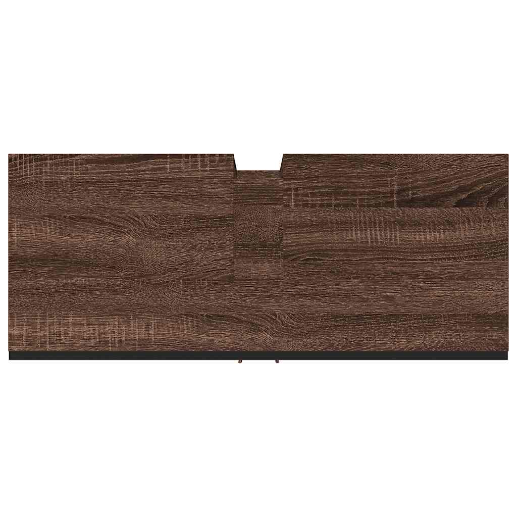 Wastafelkast 80x33x60 cm bewerkt hout bruin eikenkleurig is nu te koop bij PeponiXL, paradijselijk wonen!