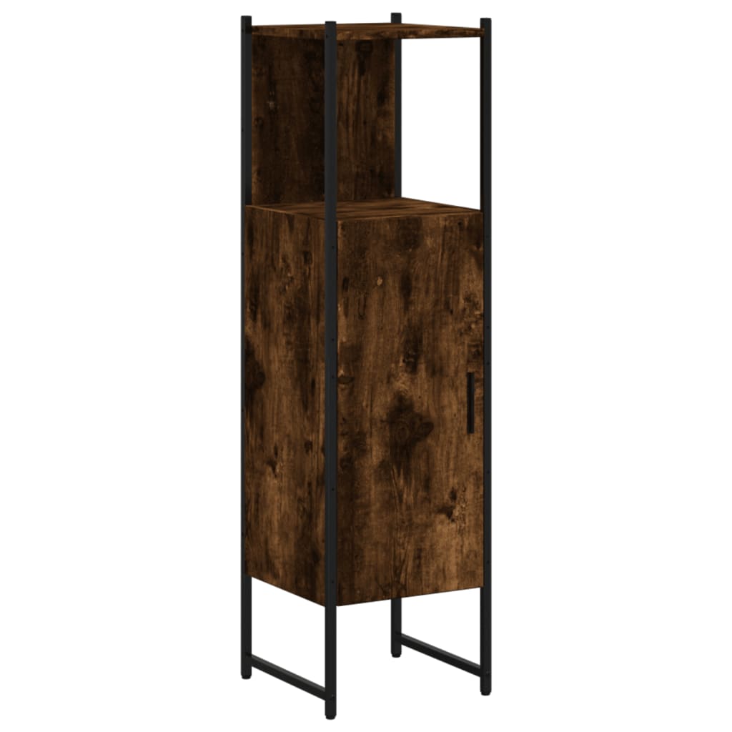 Badkamerkast 33x33x120,5 cm bewerkt hout gerookt eikenkleurig is nu te koop bij PeponiXL, paradijselijk wonen!
