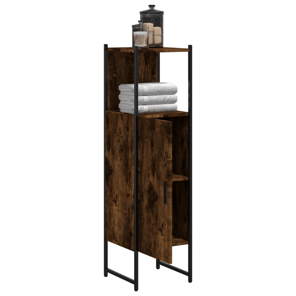 Badkamerkast 33x33x120,5 cm bewerkt hout gerookt eikenkleurig is nu te koop bij PeponiXL, paradijselijk wonen!