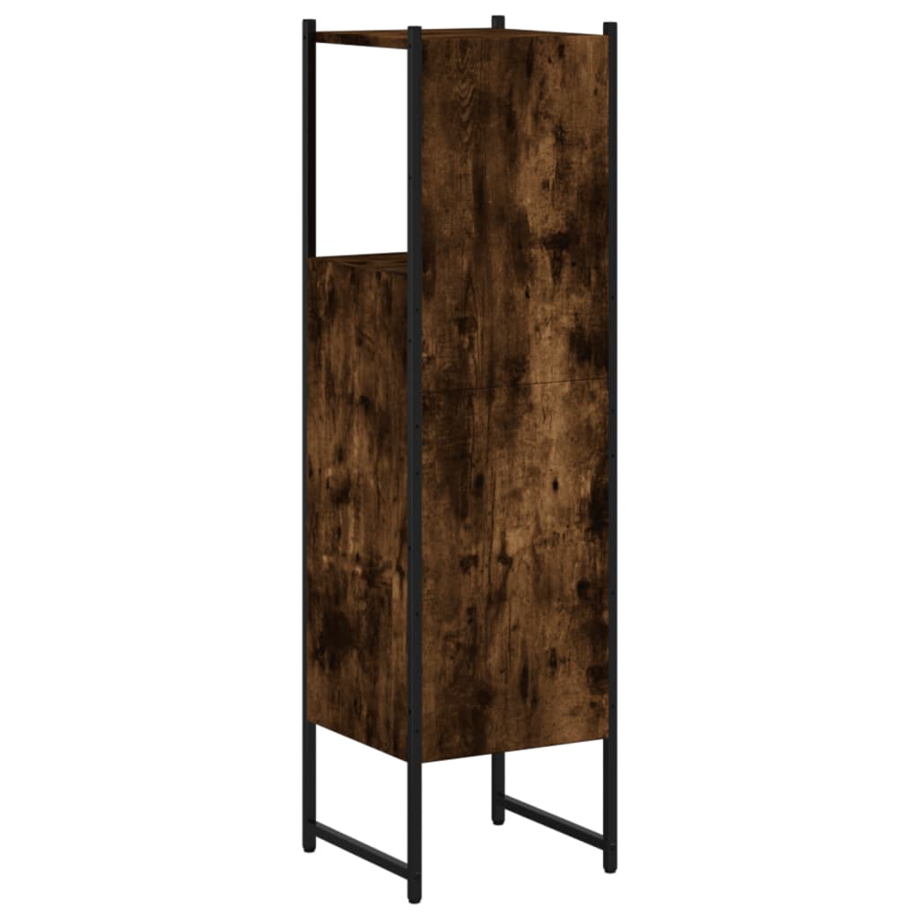 Badkamerkast 33x33x120,5 cm bewerkt hout gerookt eikenkleurig is nu te koop bij PeponiXL, paradijselijk wonen!