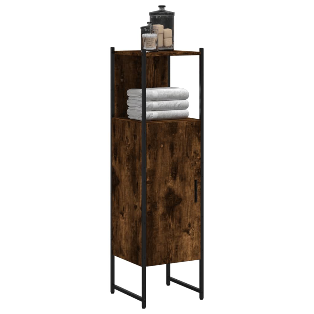 Badkamerkast 33x33x120,5 cm bewerkt hout gerookt eikenkleurig is nu te koop bij PeponiXL, paradijselijk wonen!