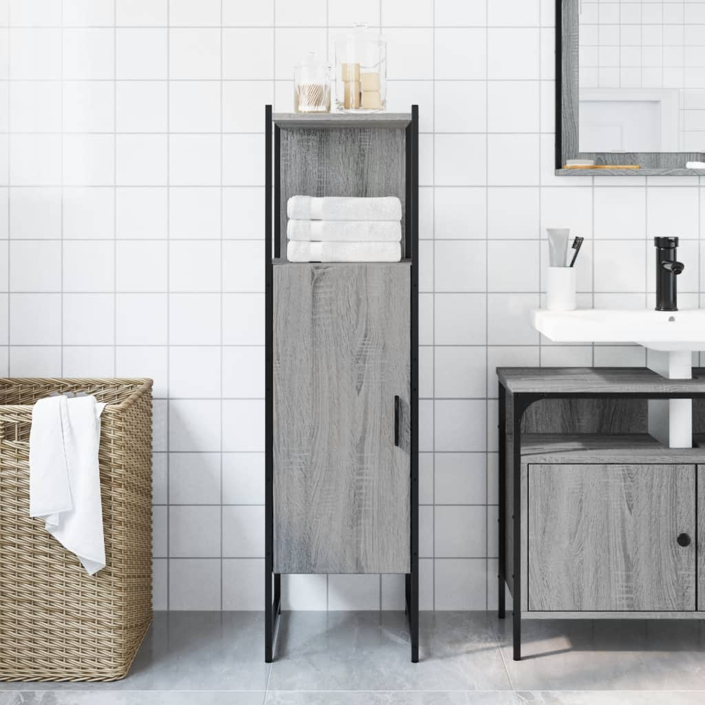 Badkamerkast 33x33x120,5 cm bewerkt hout grijs sonoma eiken is nu te koop bij PeponiXL, paradijselijk wonen!