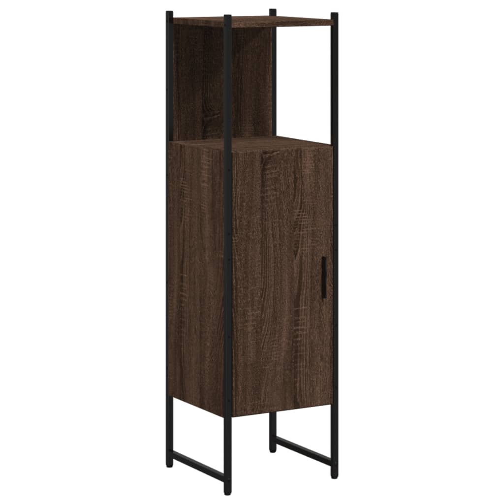 Badkamerkast 33x33x120,5 cm bewerkt hout bruin eikenkleurig is nu te koop bij PeponiXL, paradijselijk wonen!
