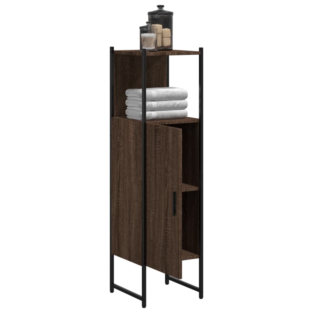 Badkamerkast 33x33x120,5 cm bewerkt hout bruin eikenkleurig is nu te koop bij PeponiXL, paradijselijk wonen!
