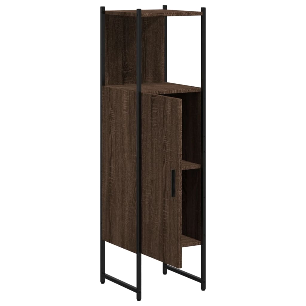 Badkamerkast 33x33x120,5 cm bewerkt hout bruin eikenkleurig is nu te koop bij PeponiXL, paradijselijk wonen!