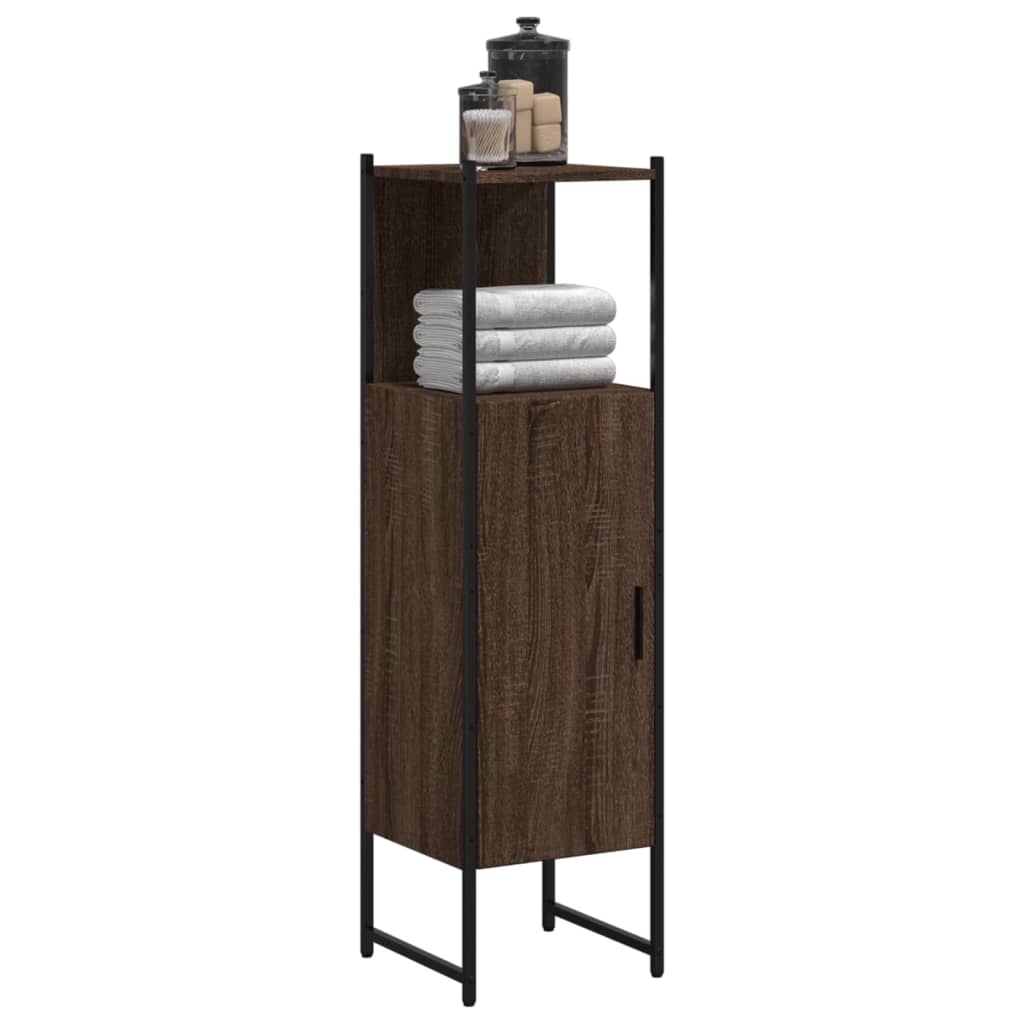 Badkamerkast 33x33x120,5 cm bewerkt hout bruin eikenkleurig is nu te koop bij PeponiXL, paradijselijk wonen!