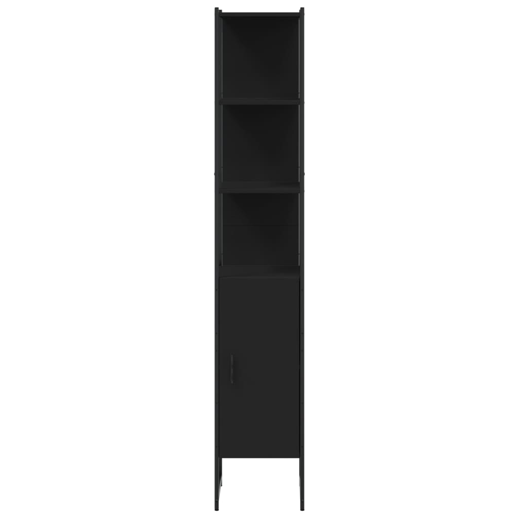 Badkamerkast 33x33x185,5 cm bewerkt hout zwart is nu te koop bij PeponiXL, paradijselijk wonen!