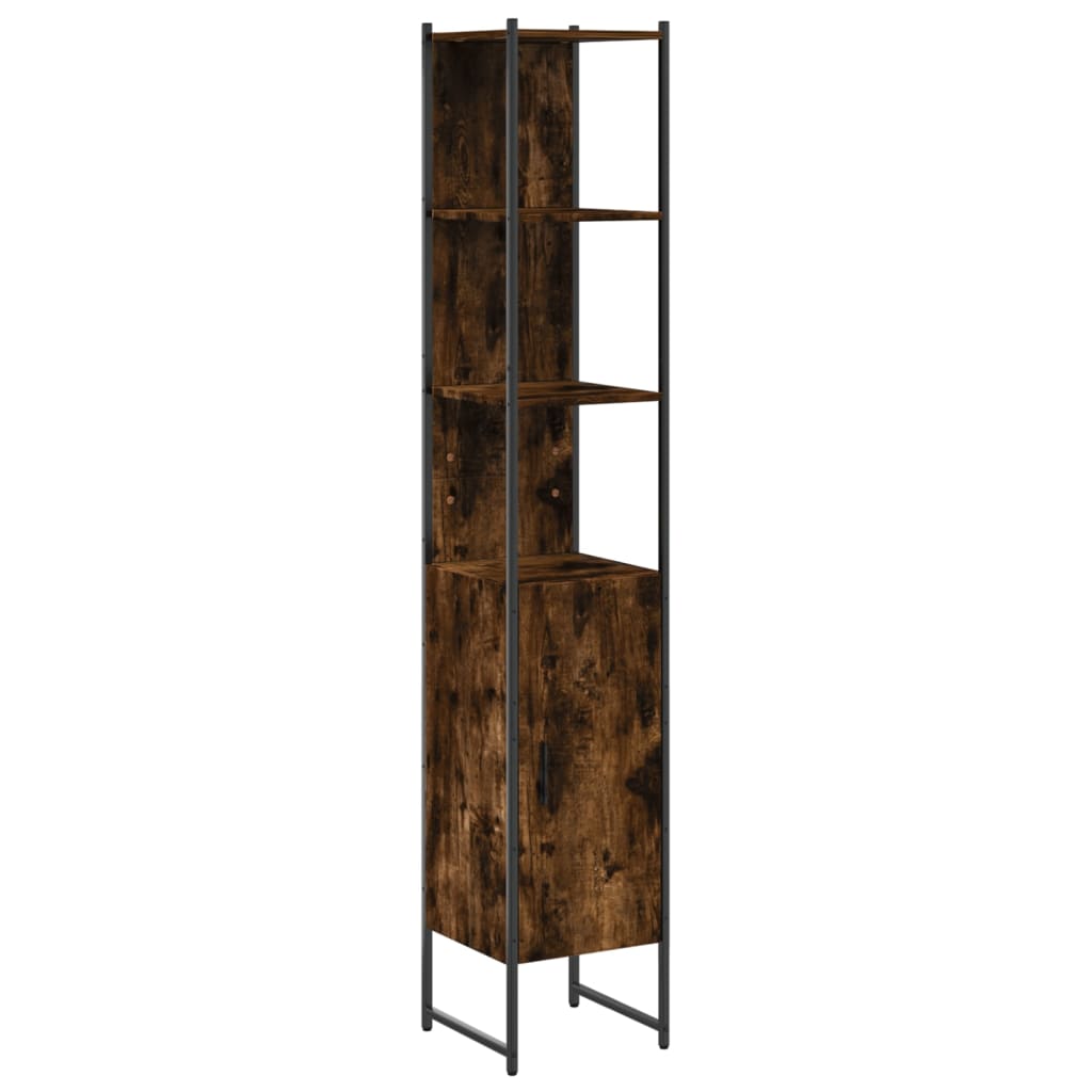 Badkamerkast 33x33x185,5 cm bewerkt hout gerookt eikenkleurig is nu te koop bij PeponiXL, paradijselijk wonen!