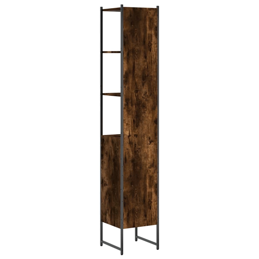 Badkamerkast 33x33x185,5 cm bewerkt hout gerookt eikenkleurig is nu te koop bij PeponiXL, paradijselijk wonen!