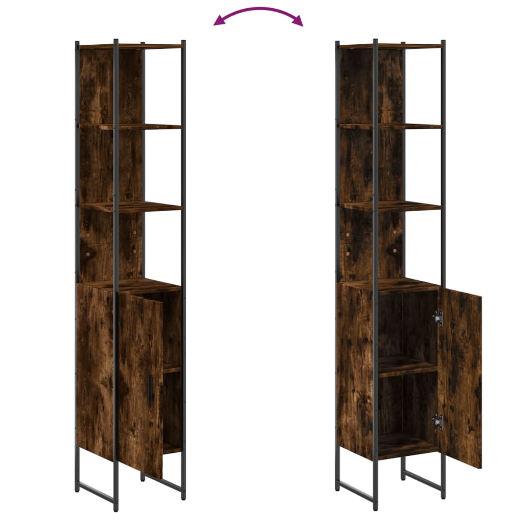 Badkamerkast 33x33x185,5 cm bewerkt hout gerookt eikenkleurig is nu te koop bij PeponiXL, paradijselijk wonen!