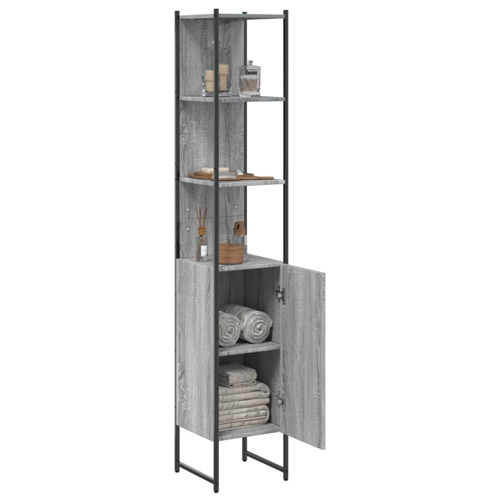 Badkamerkast 33x33x185,5 cm bewerkt hout grijs sonoma eiken is nu te koop bij PeponiXL, paradijselijk wonen!