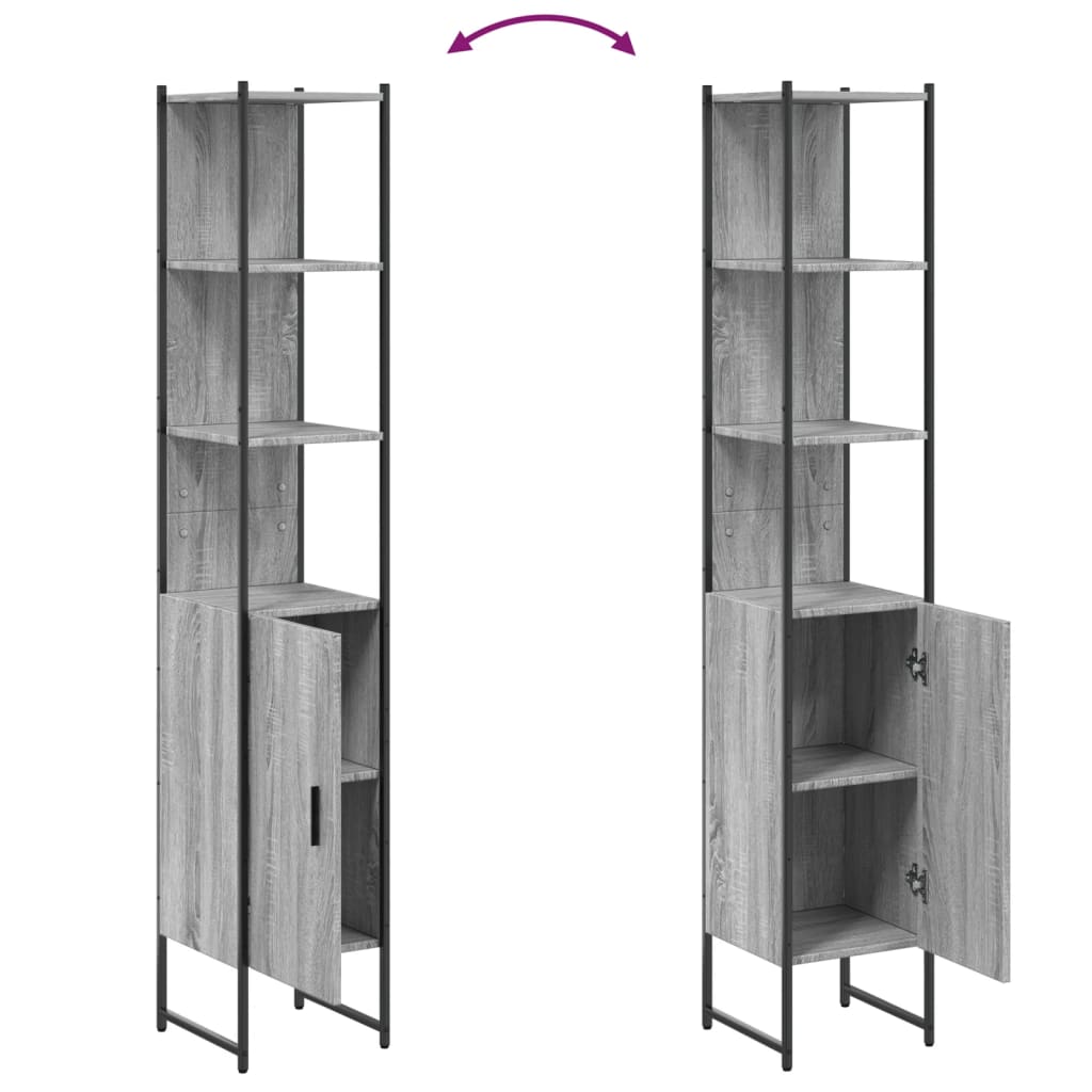 Badkamerkast 33x33x185,5 cm bewerkt hout grijs sonoma eiken is nu te koop bij PeponiXL, paradijselijk wonen!