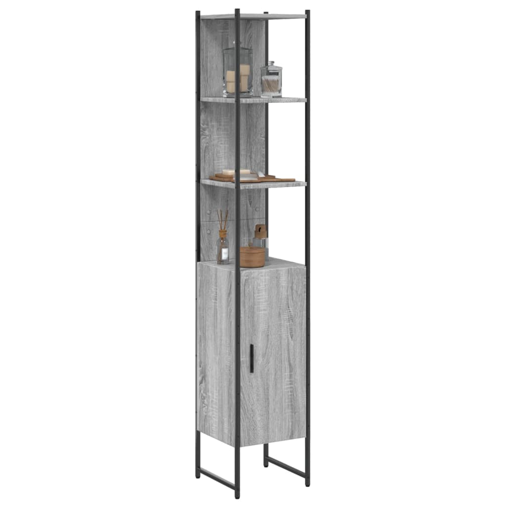 Badkamerkast 33x33x185,5 cm bewerkt hout grijs sonoma eiken is nu te koop bij PeponiXL, paradijselijk wonen!
