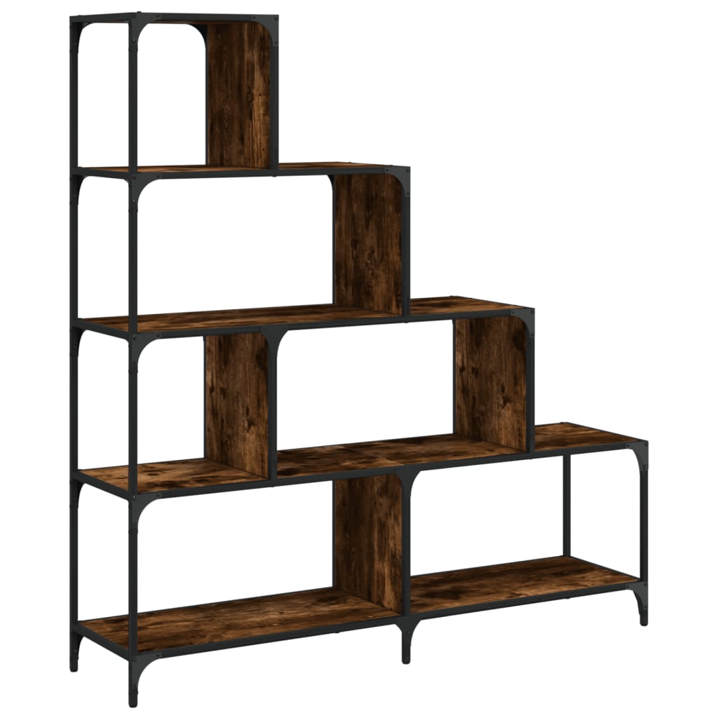 Boekenkast 4-laags 139x33,5x149 cm bewerkt hout gerookt eiken is nu te koop bij PeponiXL, paradijselijk wonen!