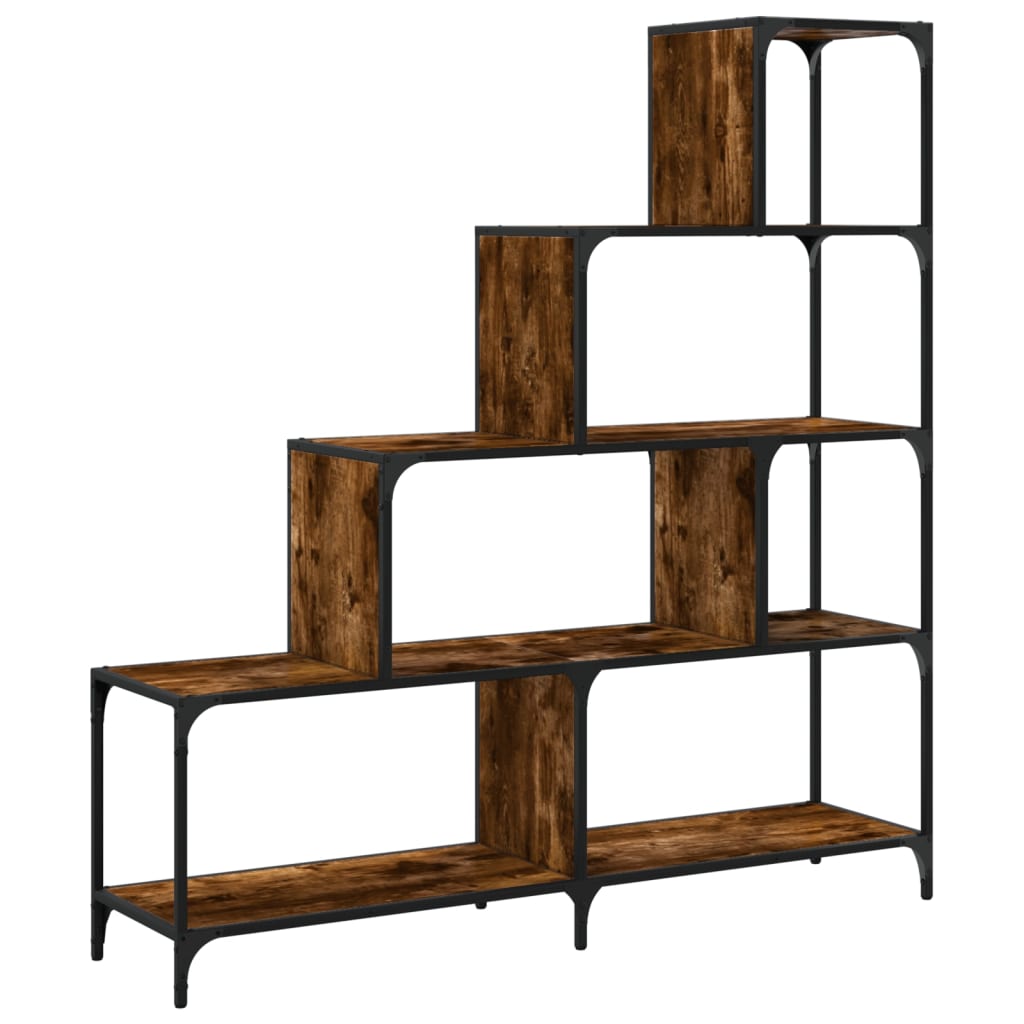 Boekenkast 4-laags 139x33,5x149 cm bewerkt hout gerookt eiken is nu te koop bij PeponiXL, paradijselijk wonen!