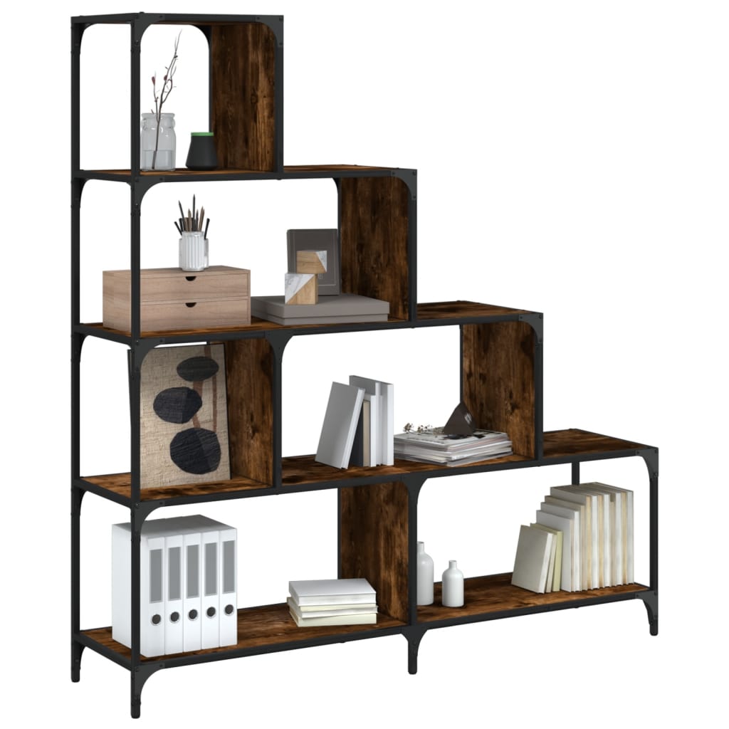 Boekenkast 4-laags 139x33,5x149 cm bewerkt hout gerookt eiken is nu te koop bij PeponiXL, paradijselijk wonen!