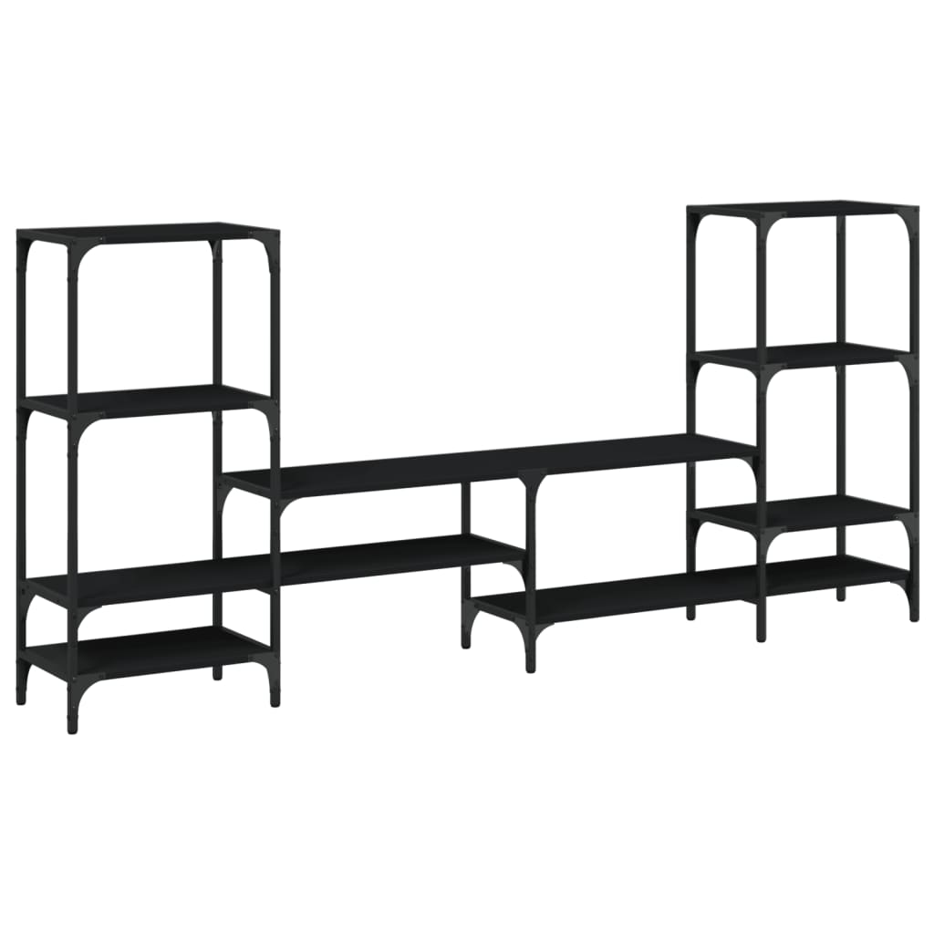 Tv-meubel 206,5x28,5x95 cm bewerkt hout zwart is nu te koop bij PeponiXL, paradijselijk wonen!
