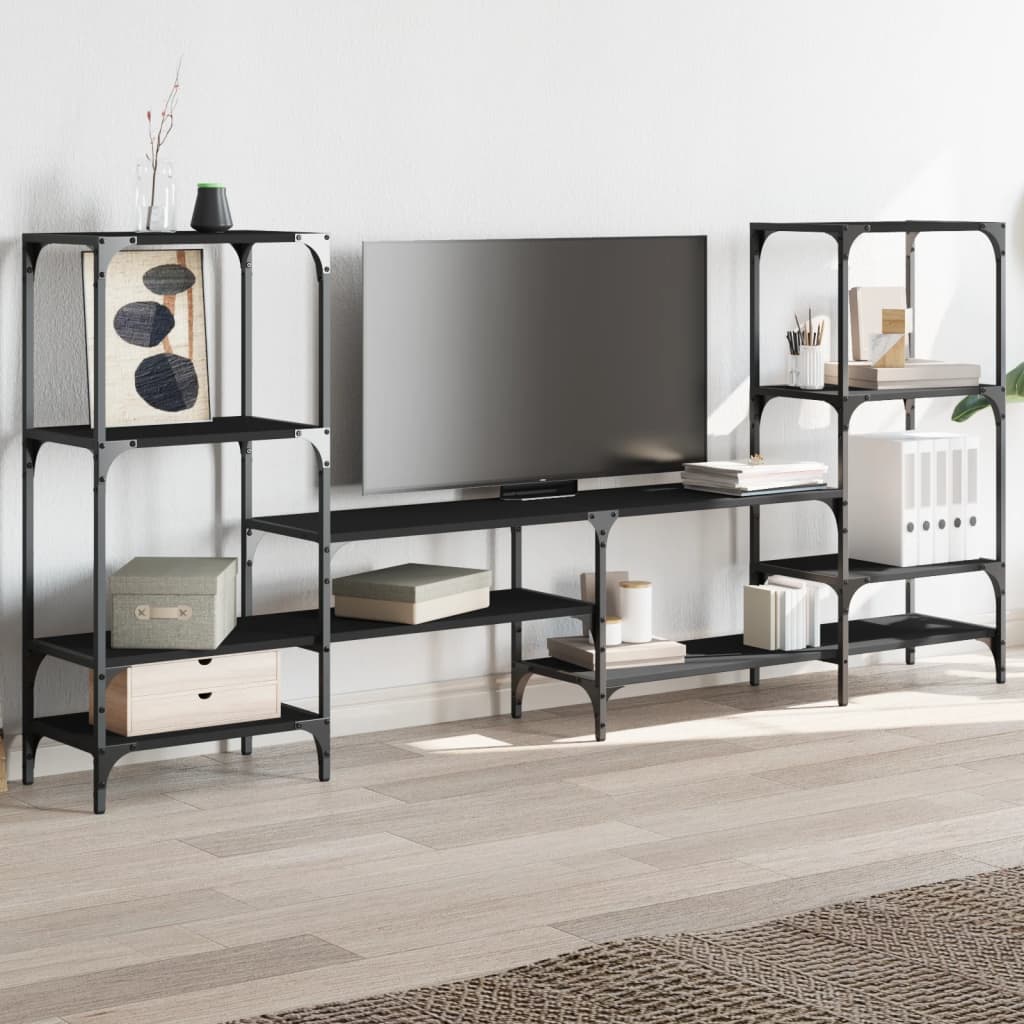 Tv-meubel 206,5x28,5x95 cm bewerkt hout zwart is nu te koop bij PeponiXL, paradijselijk wonen!