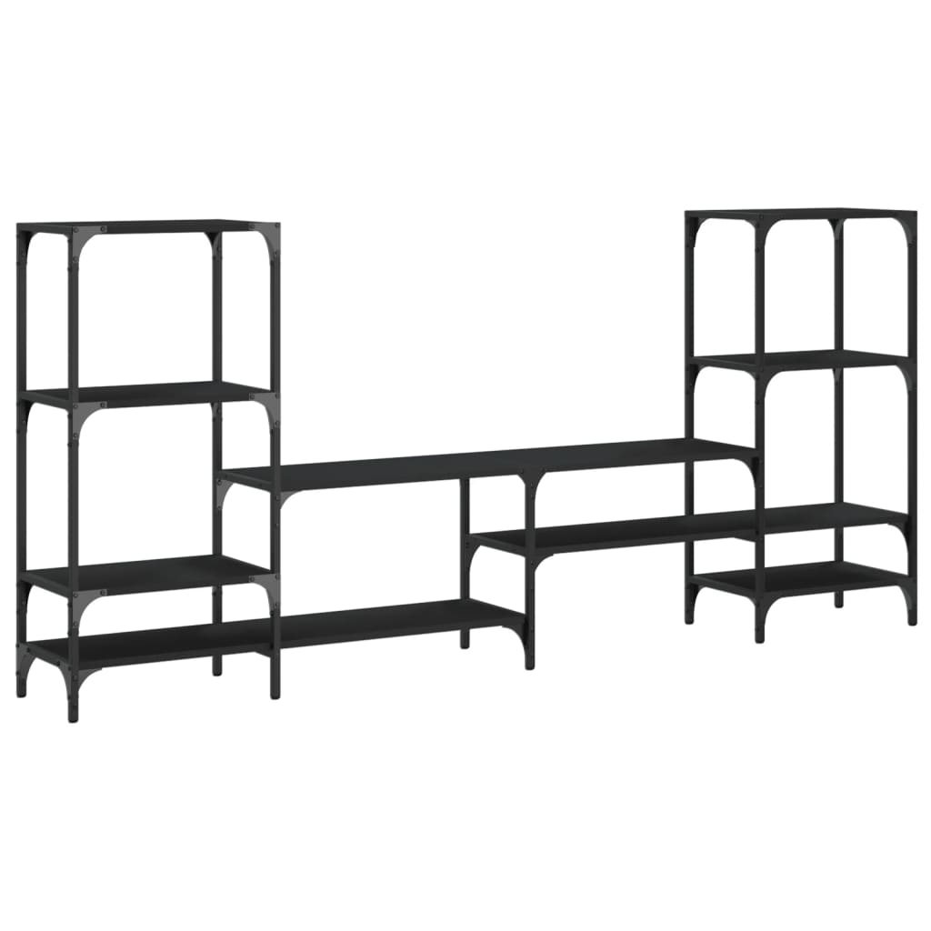 Tv-meubel 206,5x28,5x95 cm bewerkt hout zwart is nu te koop bij PeponiXL, paradijselijk wonen!