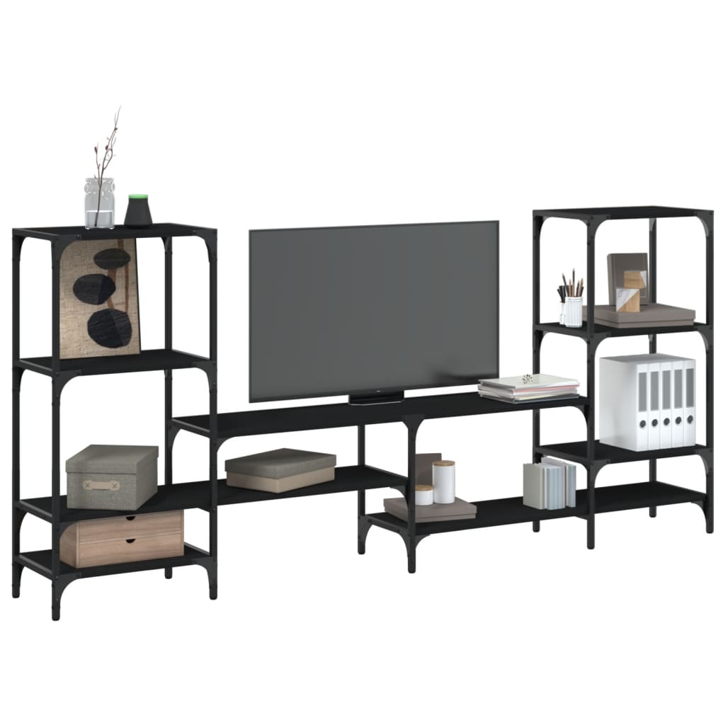 Tv-meubel 206,5x28,5x95 cm bewerkt hout zwart is nu te koop bij PeponiXL, paradijselijk wonen!