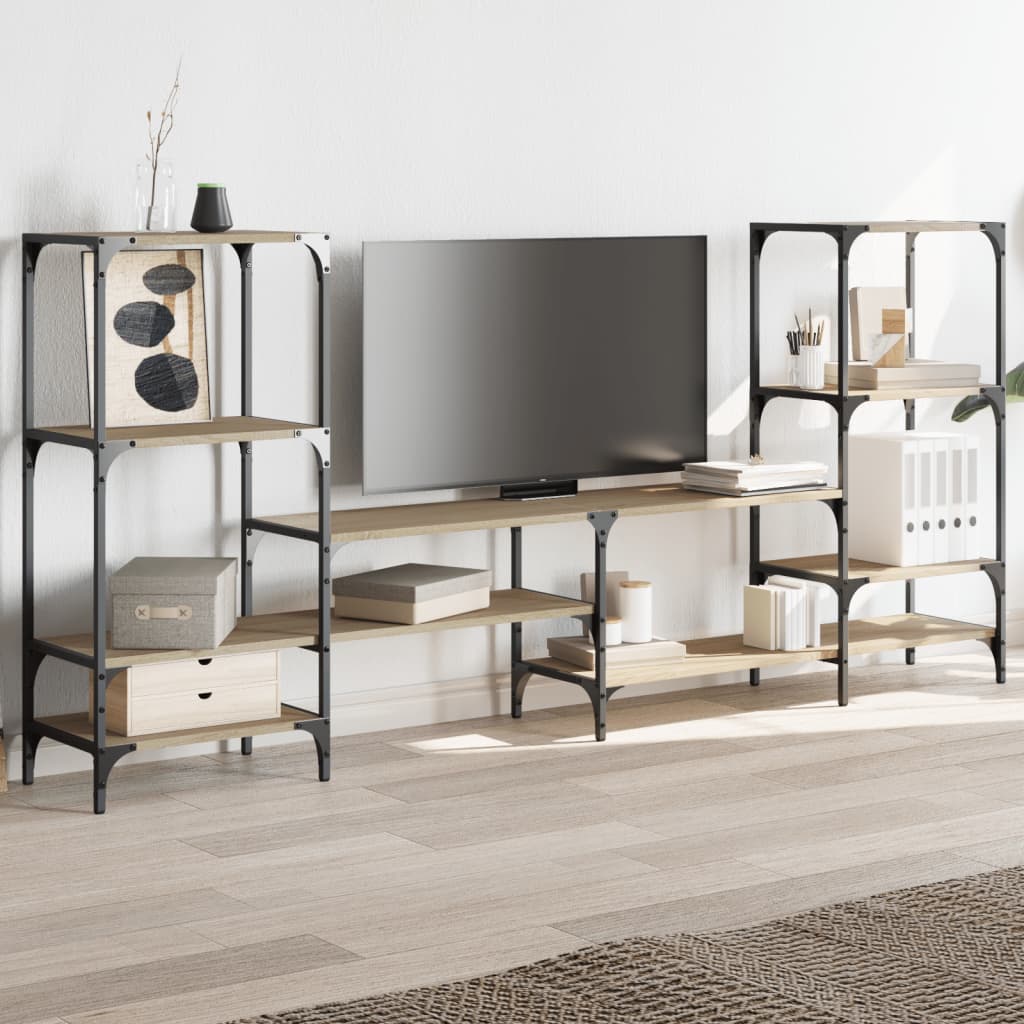 Tv-meubel 206,5x28,5x95 cm bewerkt hout sonoma eikenkleurig is nu te koop bij PeponiXL, paradijselijk wonen!