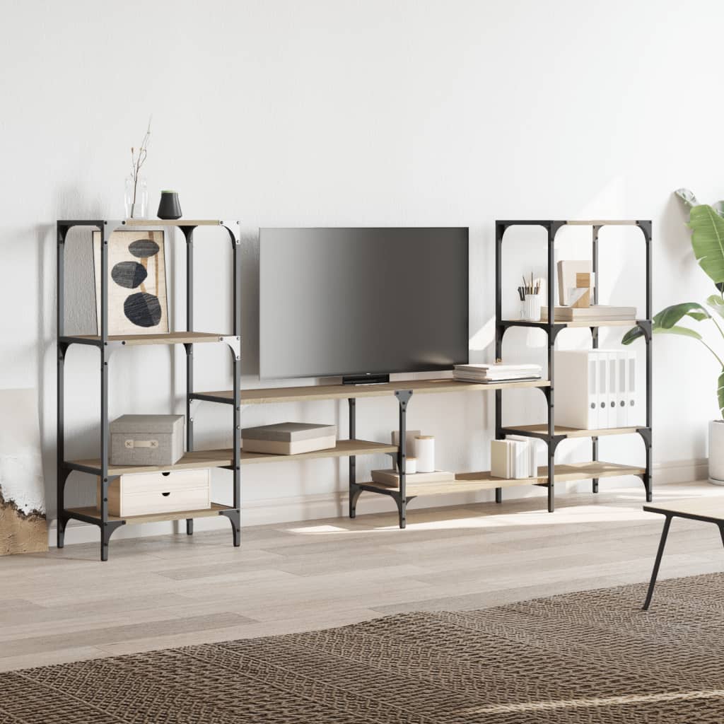 Tv-meubel 206,5x28,5x95 cm bewerkt hout sonoma eikenkleurig is nu te koop bij PeponiXL, paradijselijk wonen!