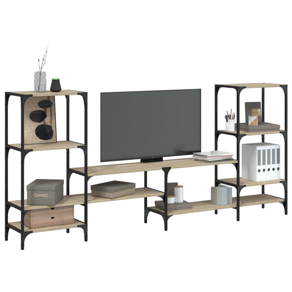 Tv-meubel 206,5x28,5x95 cm bewerkt hout sonoma eikenkleurig is nu te koop bij PeponiXL, paradijselijk wonen!