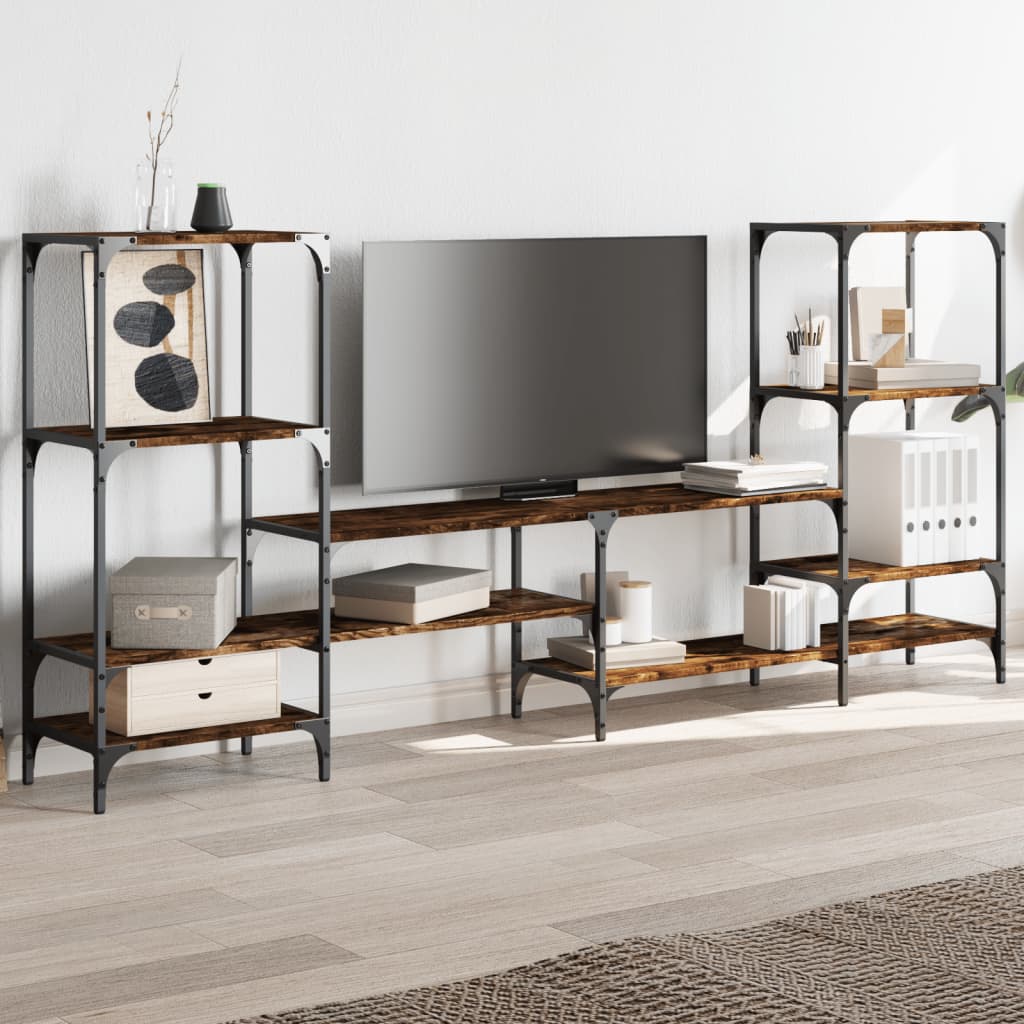 Tv-meubel 206,5x28,5x95 cm bewerkt hout gerookt eikenkleurig is nu te koop bij PeponiXL, paradijselijk wonen!