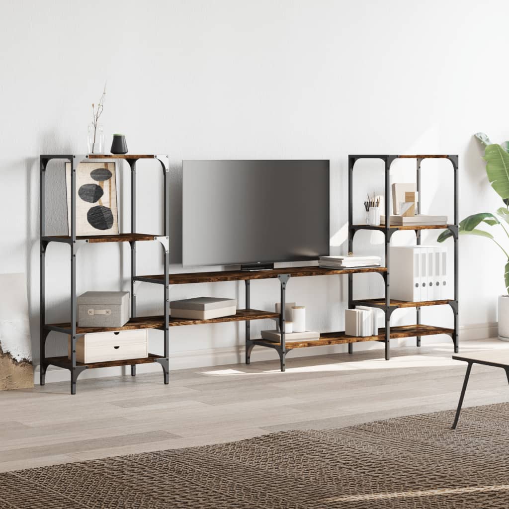 Tv-meubel 206,5x28,5x95 cm bewerkt hout gerookt eikenkleurig is nu te koop bij PeponiXL, paradijselijk wonen!