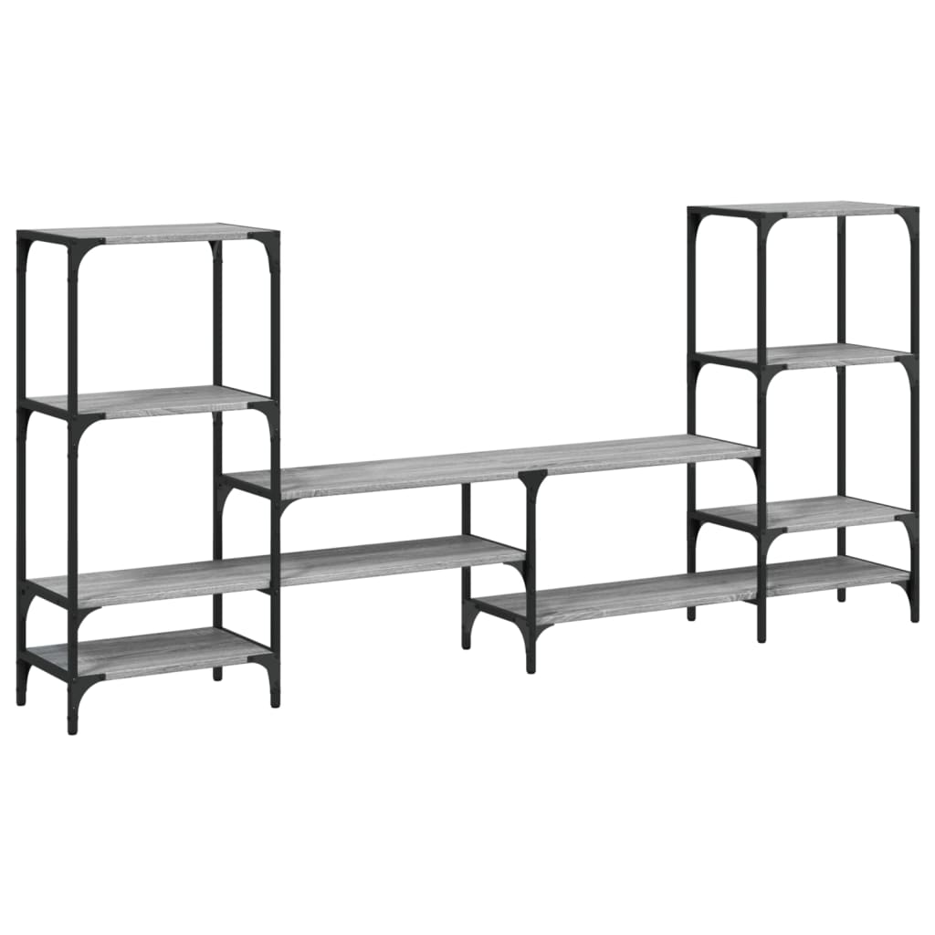 Tv-meubel 206,5x28,5x95 cm bewerkt hout grijs sonoma eikenkleur is nu te koop bij PeponiXL, paradijselijk wonen!