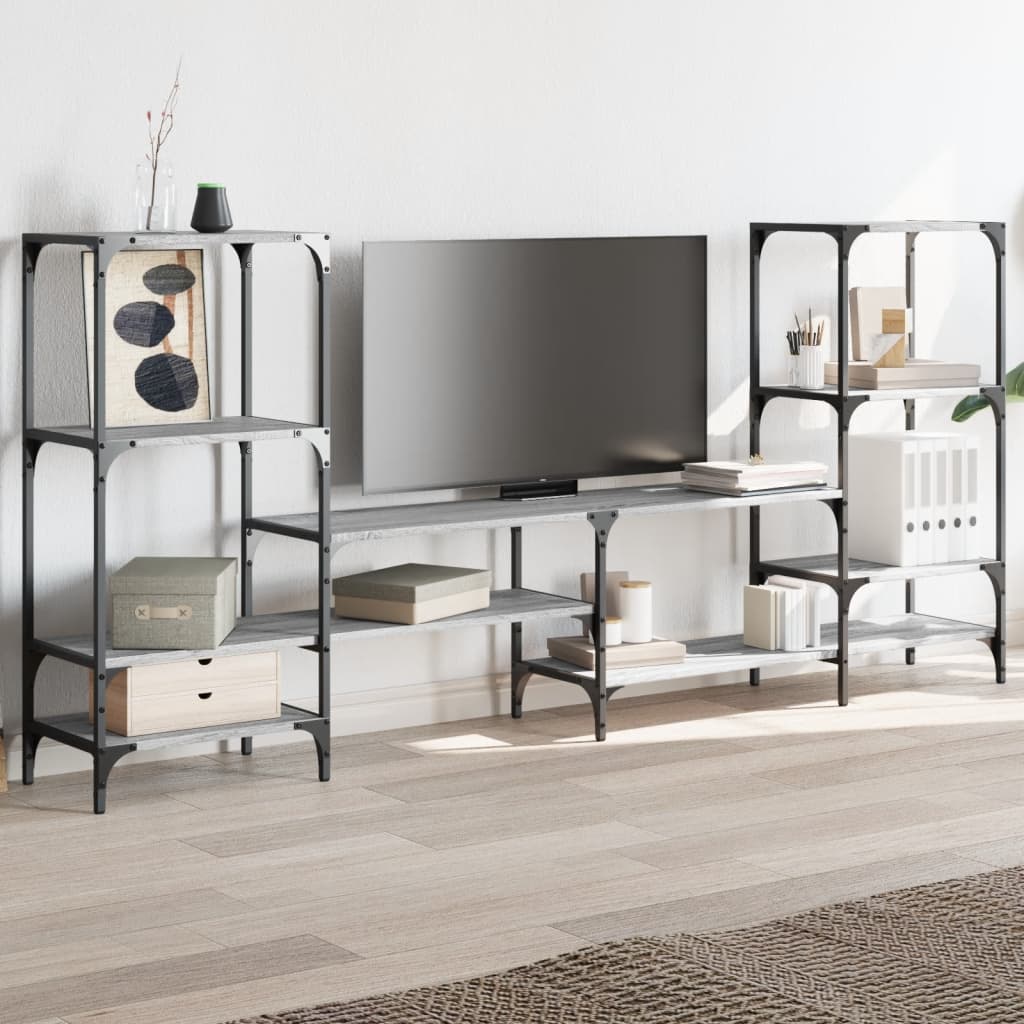 Tv-meubel 206,5x28,5x95 cm bewerkt hout grijs sonoma eikenkleur is nu te koop bij PeponiXL, paradijselijk wonen!