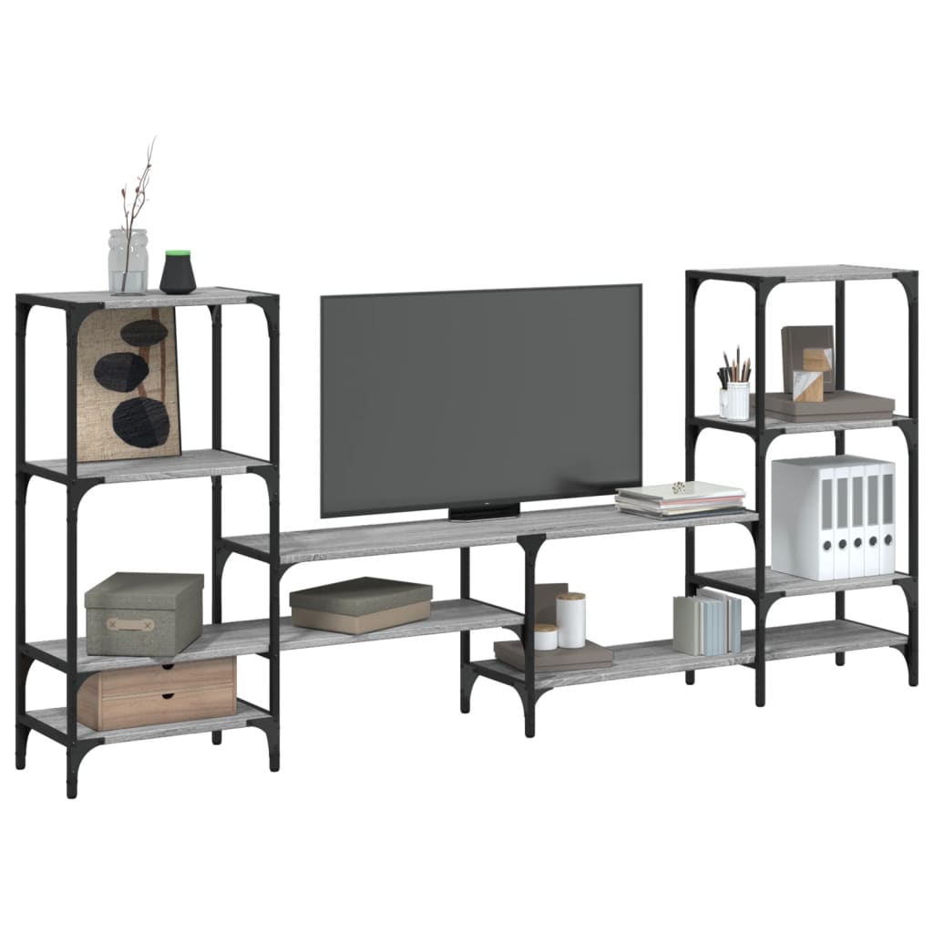 Tv-meubel 206,5x28,5x95 cm bewerkt hout grijs sonoma eikenkleur is nu te koop bij PeponiXL, paradijselijk wonen!