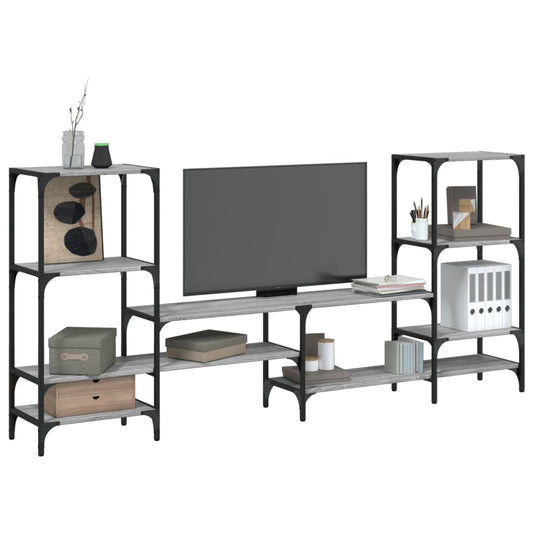 Tv-meubel 206,5x28,5x95 cm bewerkt hout grijs sonoma eikenkleur is nu te koop bij PeponiXL, paradijselijk wonen!