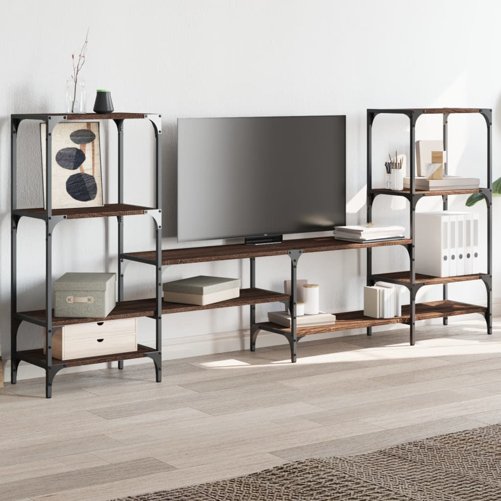 Tv-meubel 206,5x28,5x95 cm bewerkt hout bruin eikenkleurig is nu te koop bij PeponiXL, paradijselijk wonen!