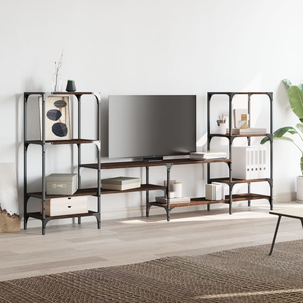 Tv-meubel 206,5x28,5x95 cm bewerkt hout bruin eikenkleurig is nu te koop bij PeponiXL, paradijselijk wonen!