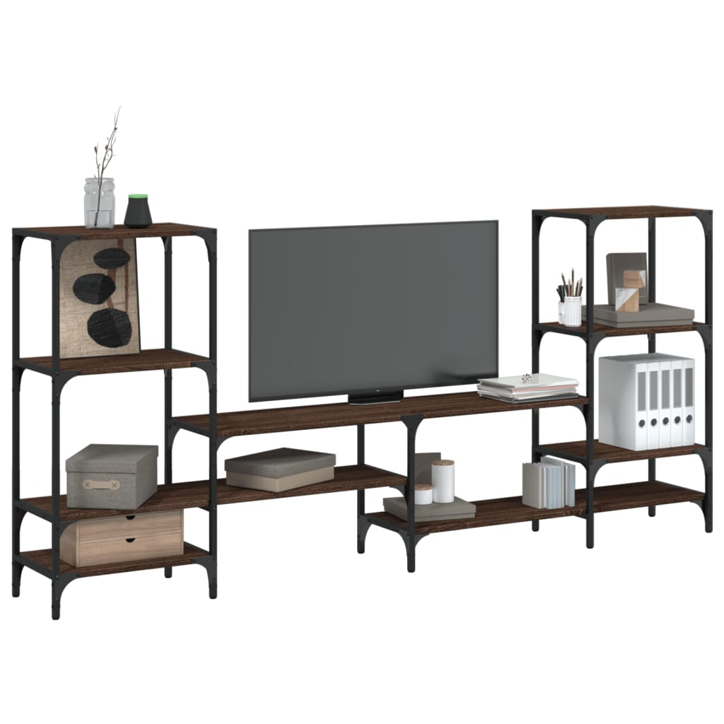 Tv-meubel 206,5x28,5x95 cm bewerkt hout bruin eikenkleurig is nu te koop bij PeponiXL, paradijselijk wonen!