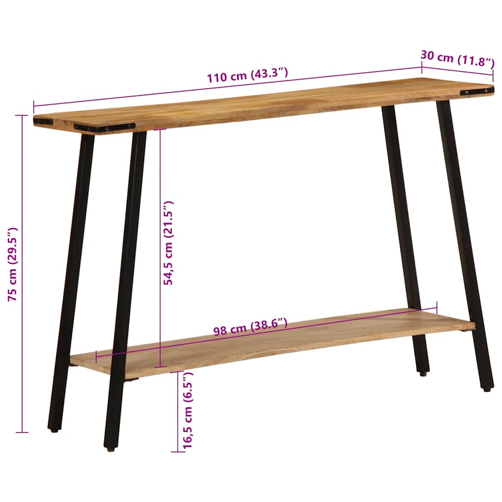 Wandtafel 110x30x75 cm massief mangohout is nu te koop bij PeponiXL, paradijselijk wonen!