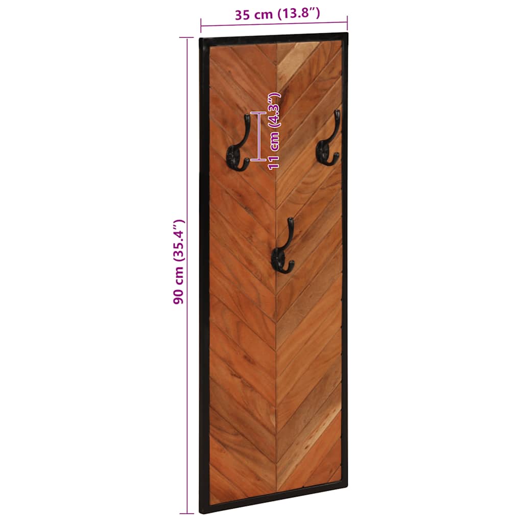 Kapstokken 2 st 35x1x90 cm massief acaciahout is nu te koop bij PeponiXL, paradijselijk wonen!