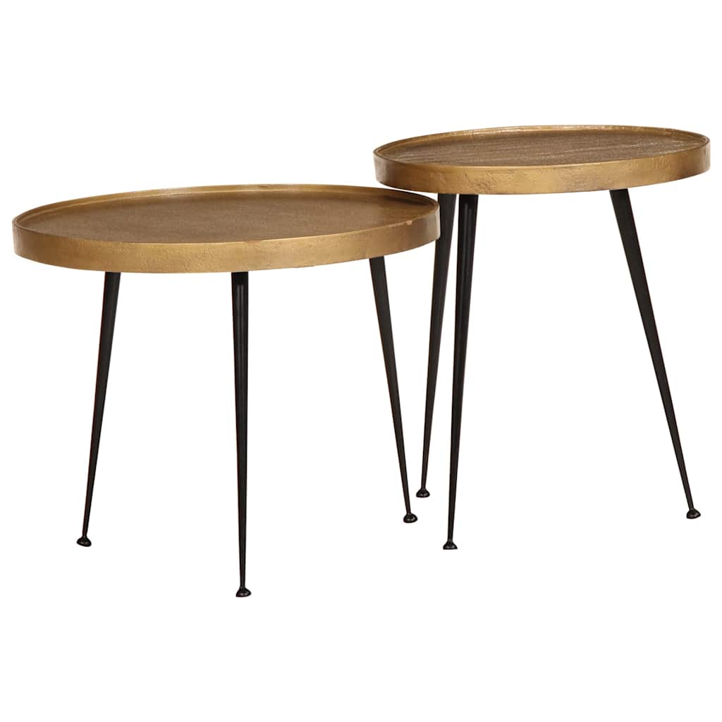 Salontafel 2 stuks Gouden bewerkt hout is nu te koop bij PeponiXL, paradijselijk wonen!