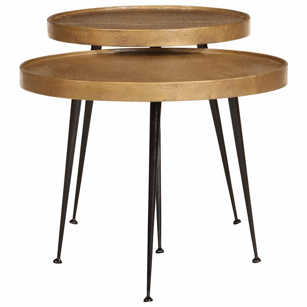 Salontafel 2 stuks Gouden bewerkt hout is nu te koop bij PeponiXL, paradijselijk wonen!